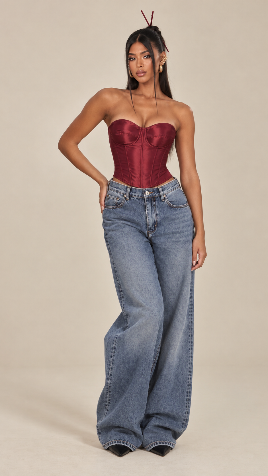 Bordeaux Satin Corset