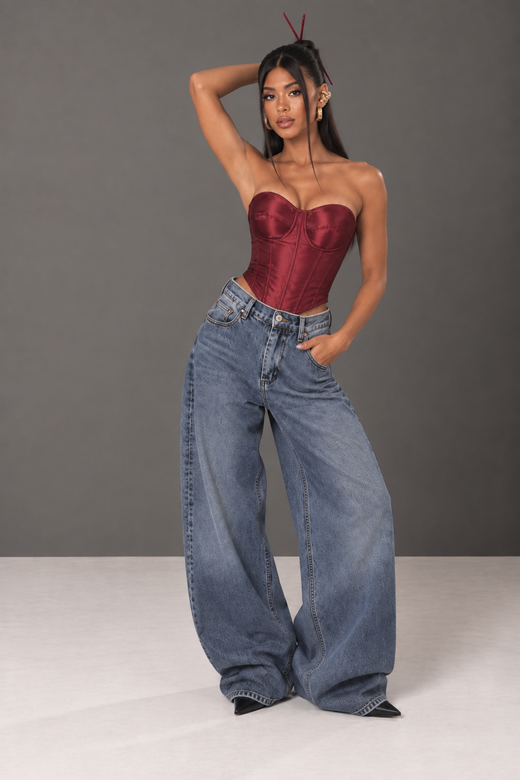 Bordeaux Satin Corset